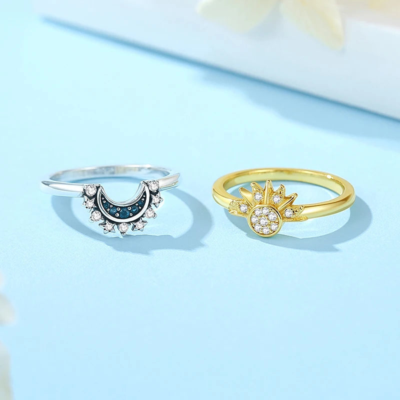 Anillo de Plata 925 con Cristal – Diseño Corona Corazón Oro Rosa