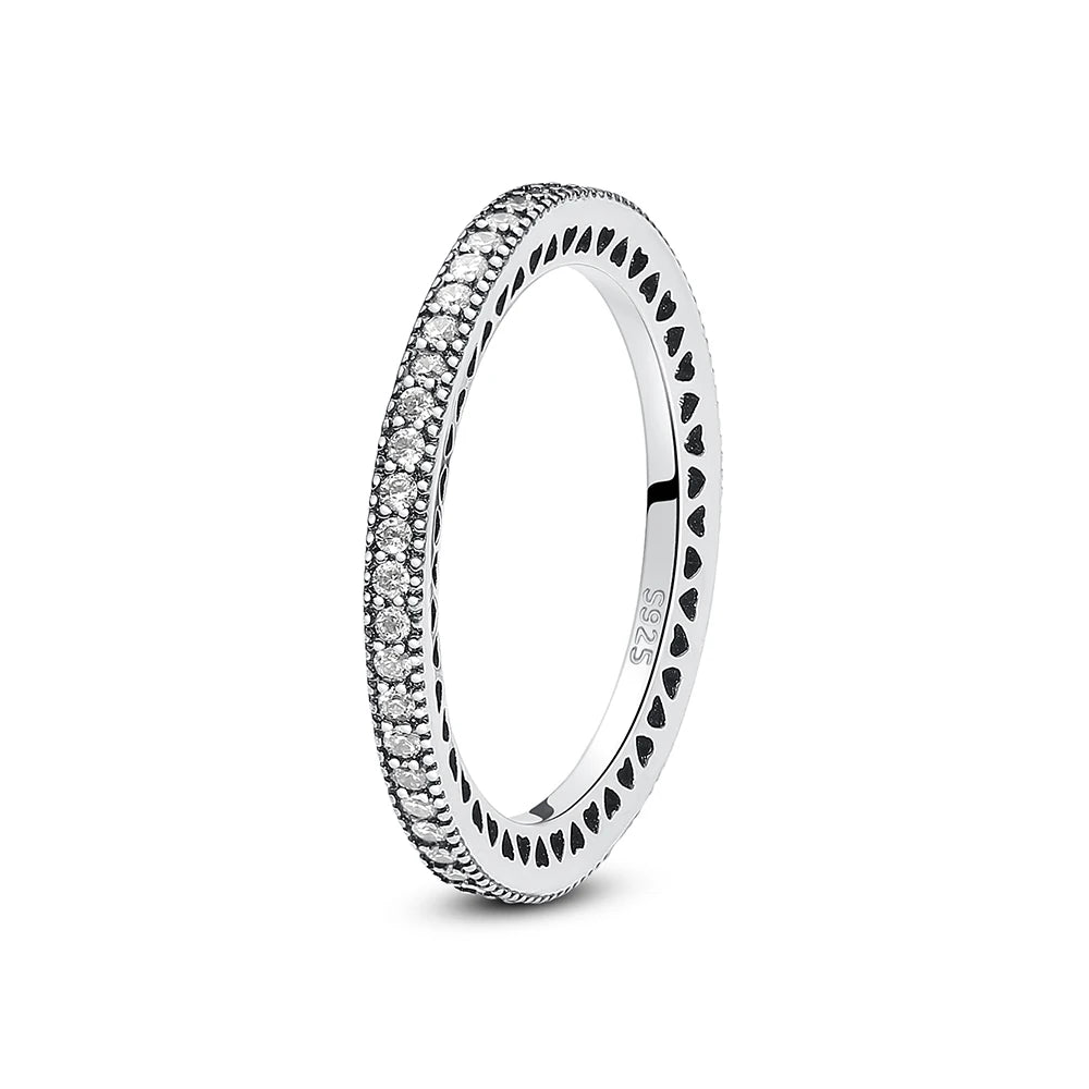 Anillo de Plata 925 con Cristal – Diseño Corona Corazón Oro Rosa