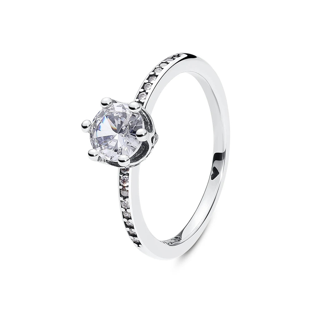 Anillo de Plata 925 con Cristal – Diseño Corona Corazón Oro Rosa