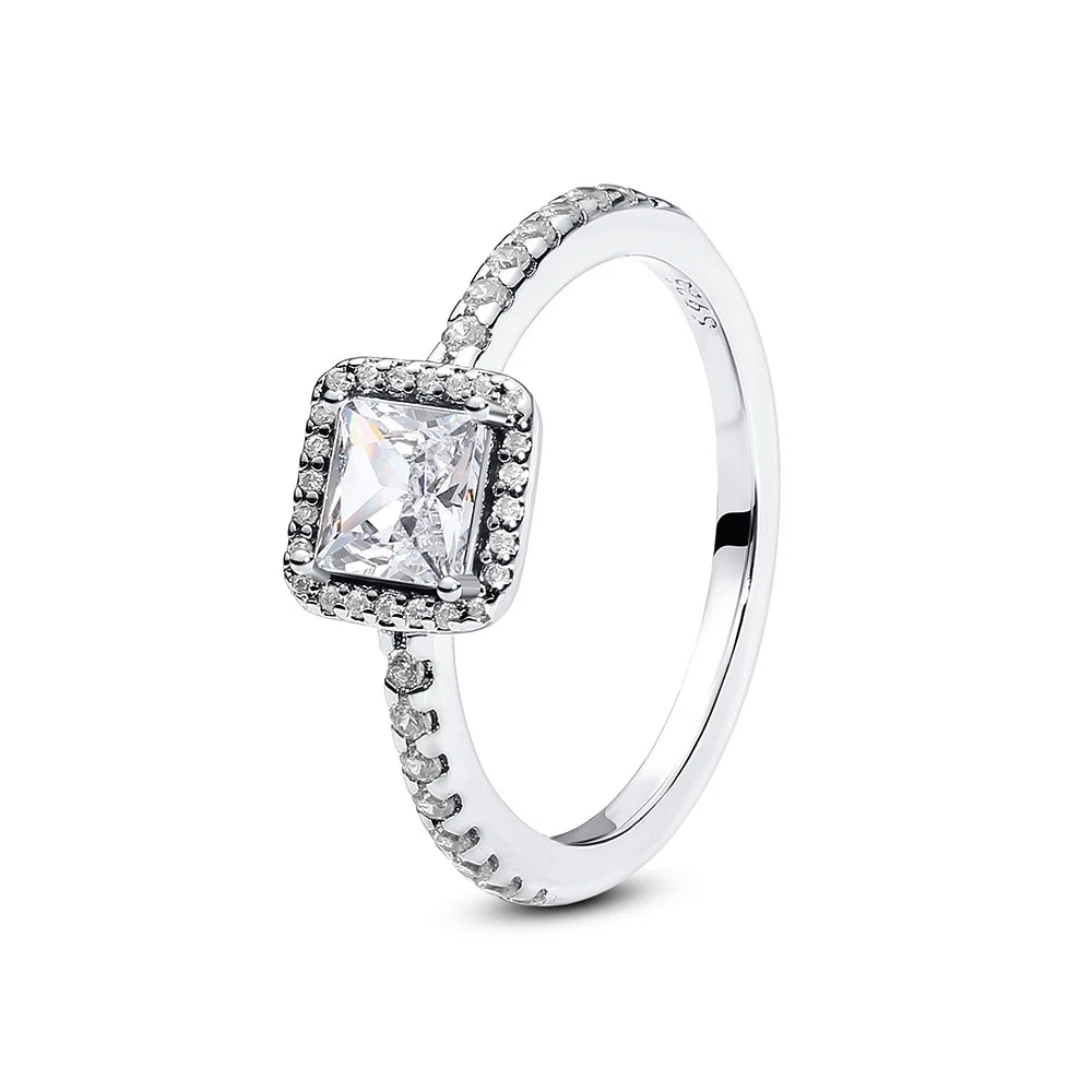 Anillo de Plata 925 con Cristal – Diseño Corona Corazón Oro Rosa