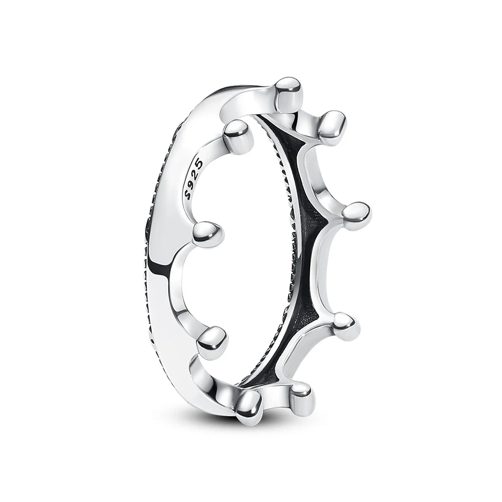 Anillo de Plata 925 con Cristal – Diseño Corona Corazón Oro Rosa