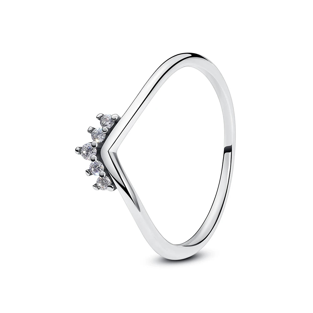Anillo de Plata 925 con Cristal – Diseño Corona Corazón Oro Rosa