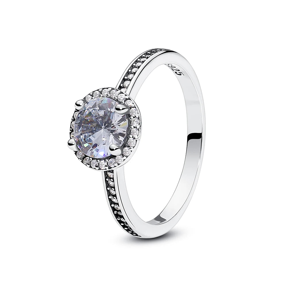 Anillo de Plata 925 con Cristal – Diseño Corona Corazón Oro Rosa
