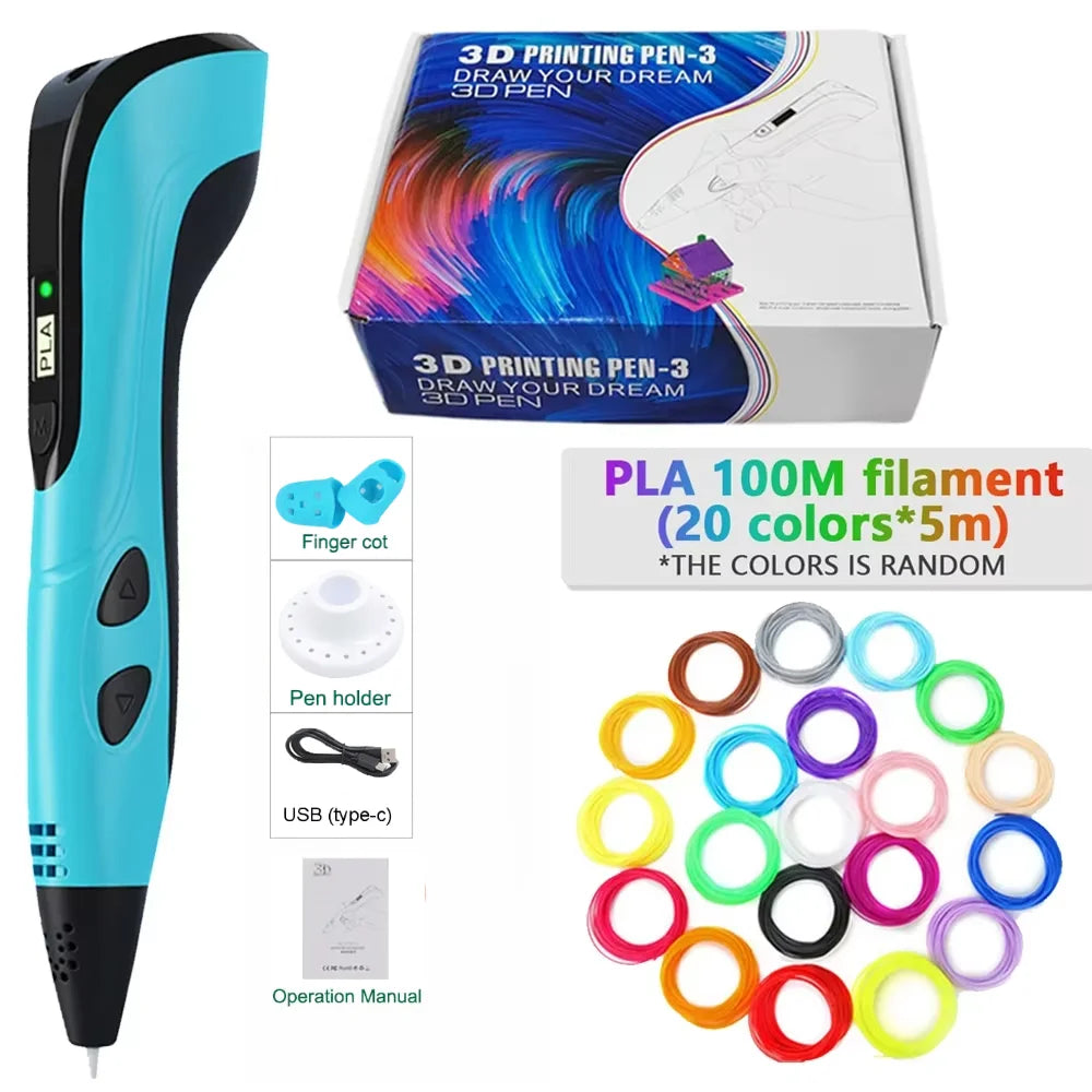 Pluma de Impresión 3D con Display LED – Set para Niños y Adultos