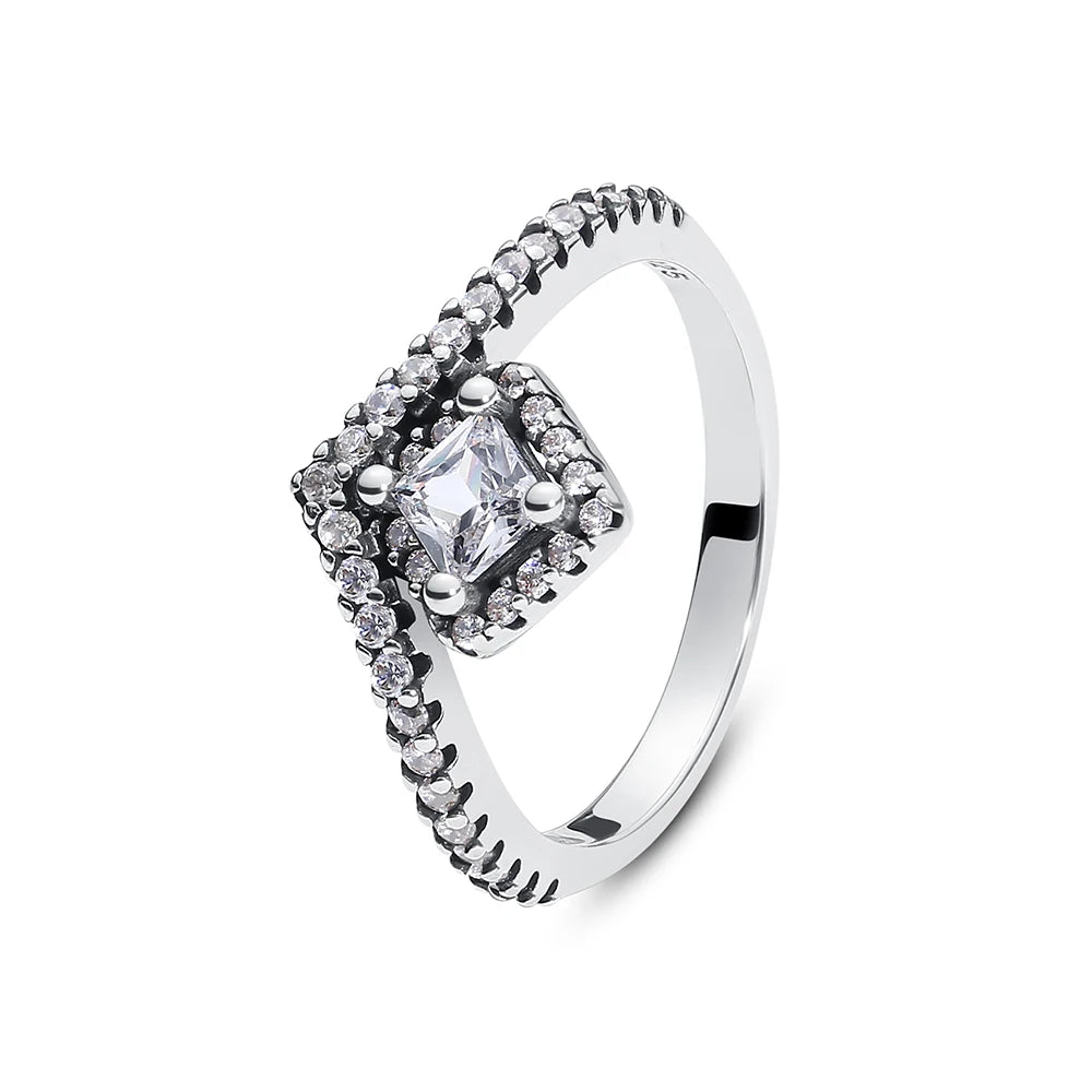 Anillo de Plata 925 con Cristal – Diseño Corona Corazón Oro Rosa