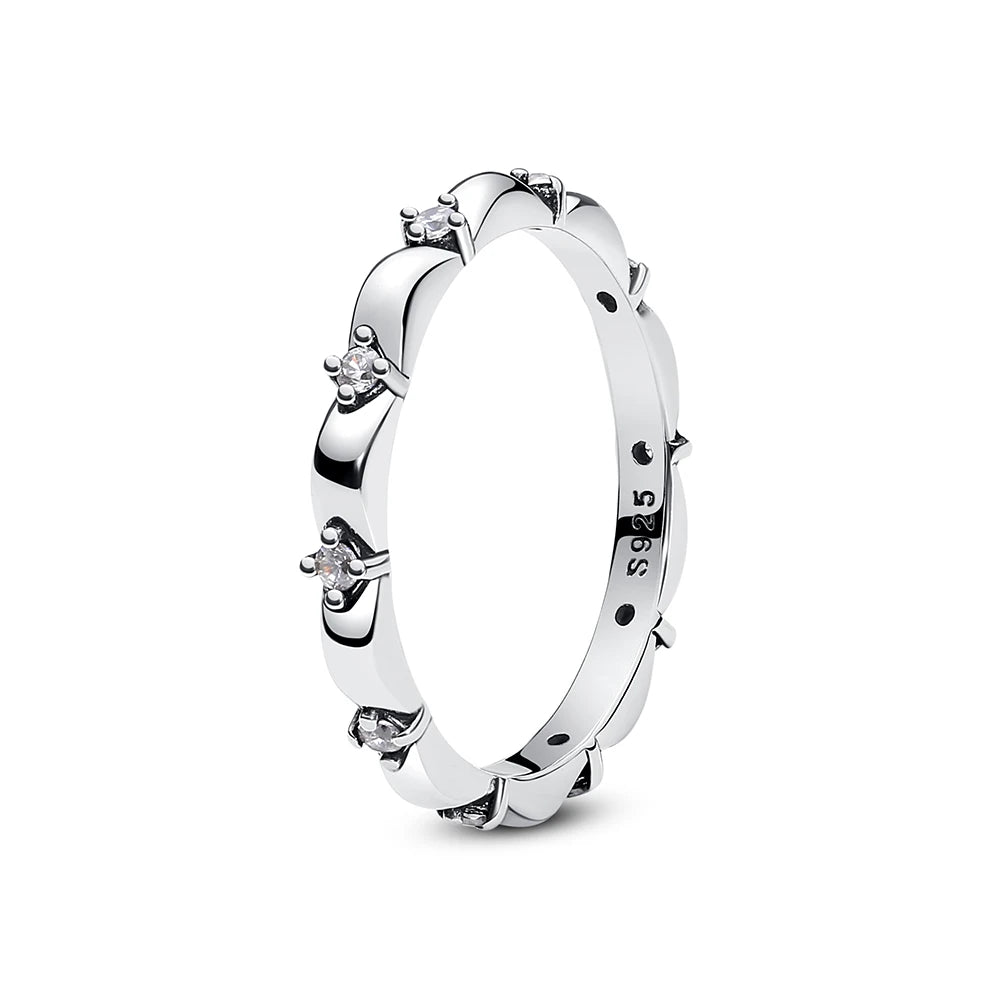 Anillo de Plata 925 con Cristal – Diseño Corona Corazón Oro Rosa
