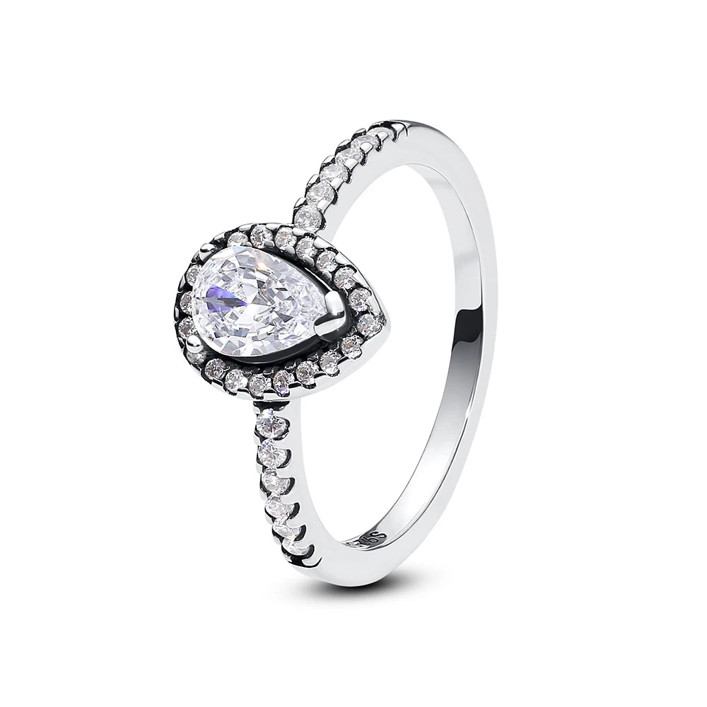 Anillo de Plata 925 con Cristal – Diseño Corona Corazón Oro Rosa
