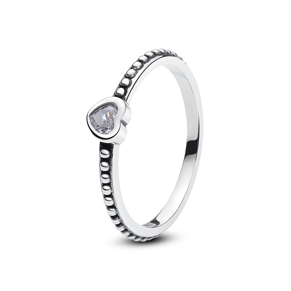 Anillo de Plata 925 con Cristal – Diseño Corona Corazón Oro Rosa