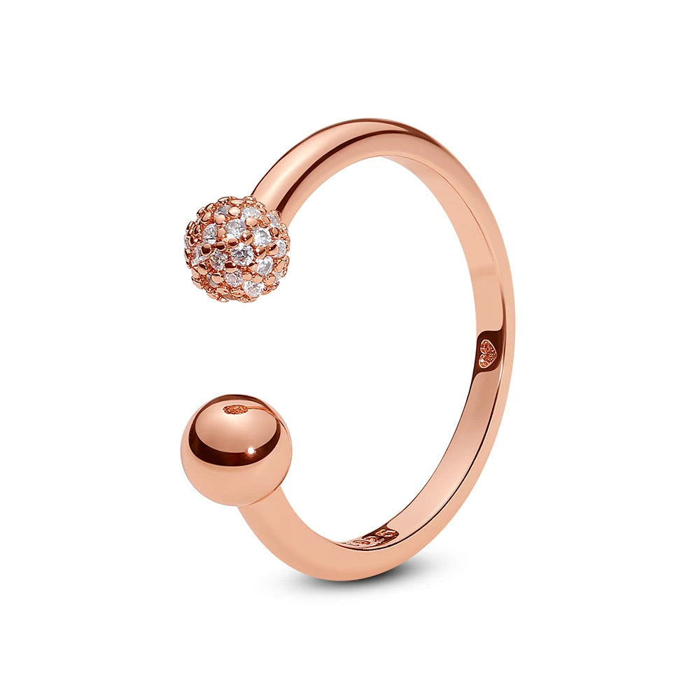 Anillo de Plata 925 con Cristal – Diseño Corona Corazón Oro Rosa
