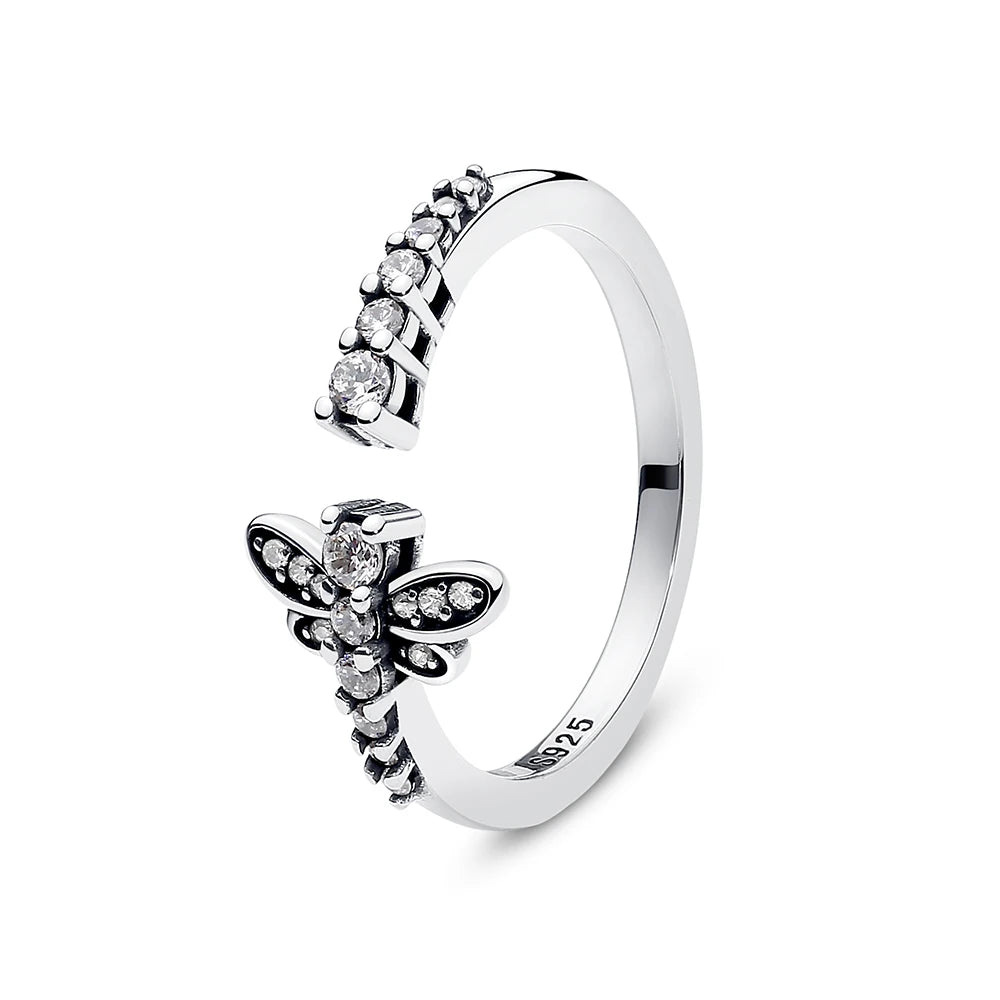 Anillo de Plata 925 con Cristal – Diseño Corona Corazón Oro Rosa