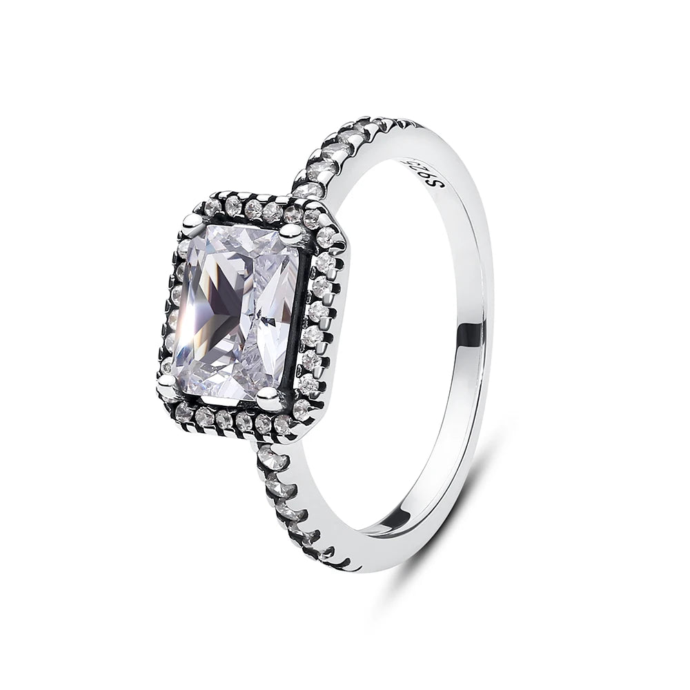 Anillo de Plata 925 con Cristal – Diseño Corona Corazón Oro Rosa