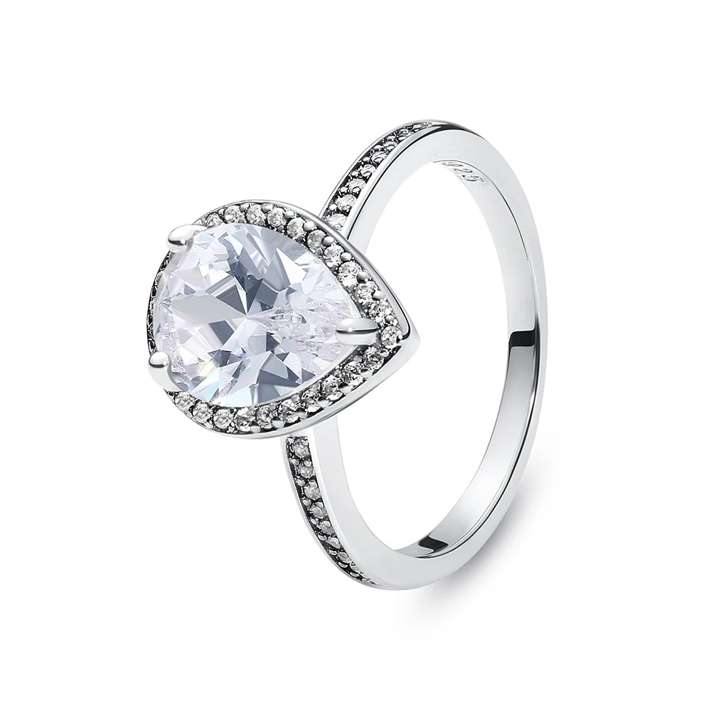 Anillo de Plata 925 con Cristal – Diseño Corona Corazón Oro Rosa